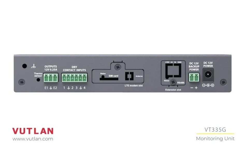 VT335G environmental remote monitoring unit with 1Gbps Ethernet LAN by Vutlan (back)